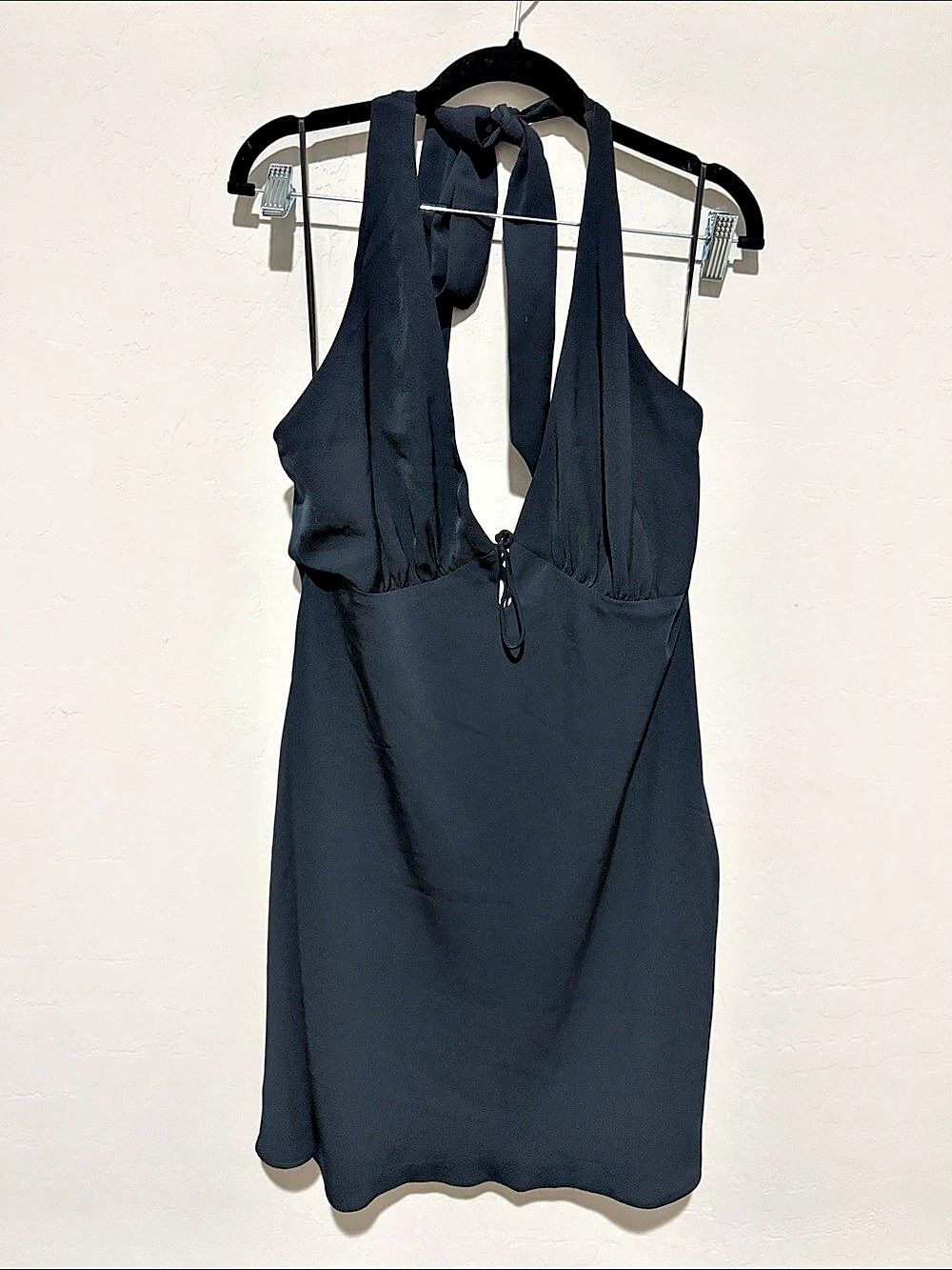 Abercrombie & Fitch Halter Tie-Front Slip Mini Dress Black XL